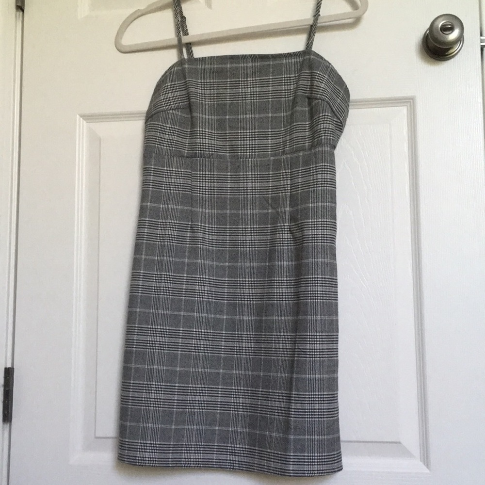 Lottie Moss PacSun Plaid Midi Gray Dress (small)